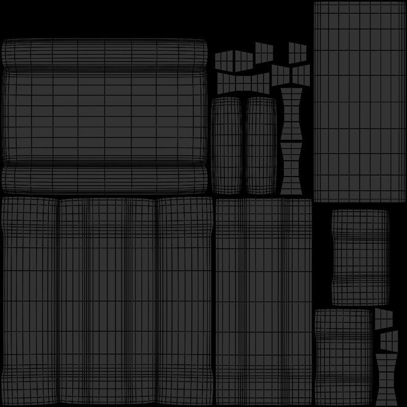 Pembroke storage bench stripe neutral Low-poly 3D model_6