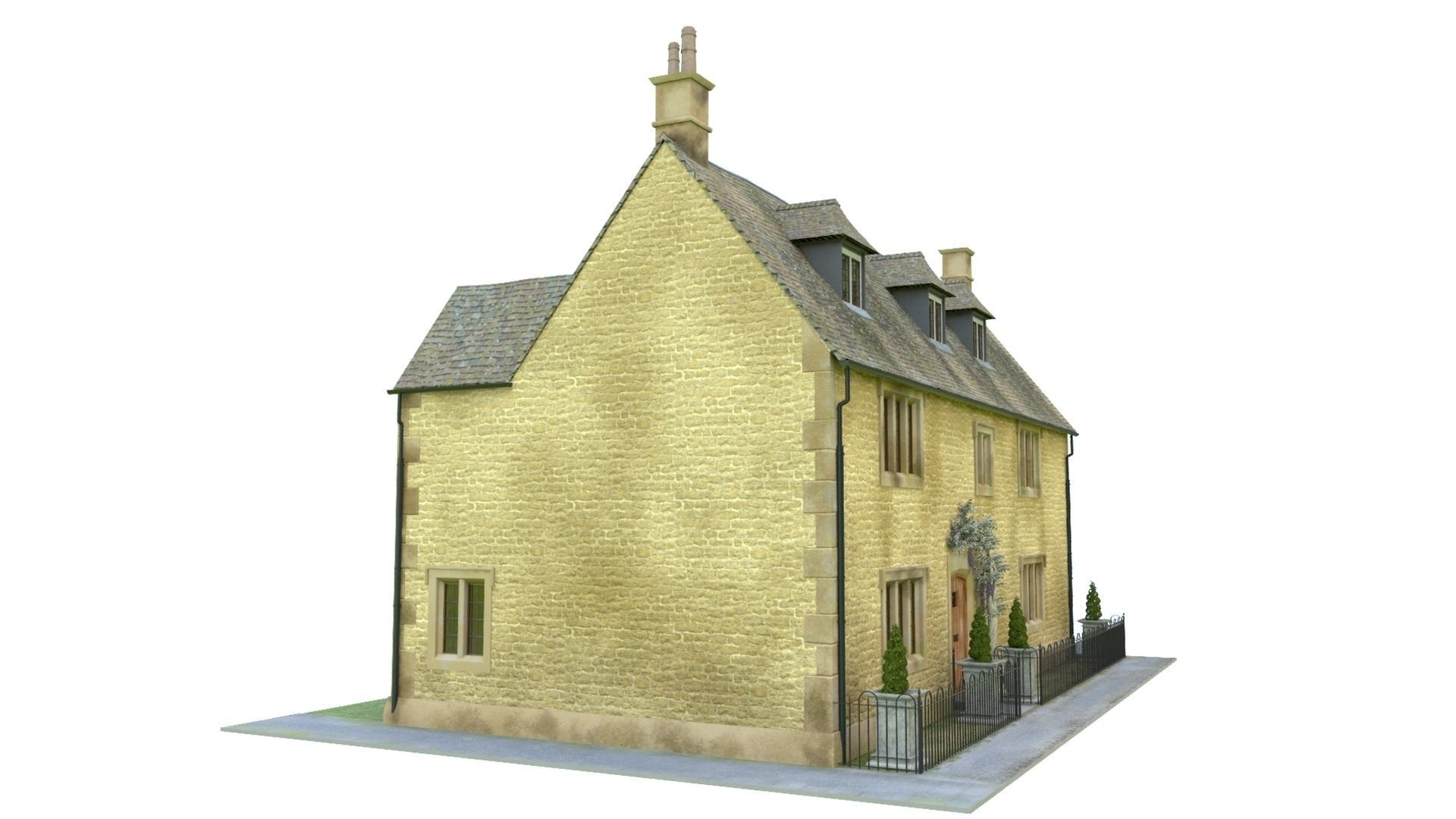 An English Georgian House Cottage 3D model_5