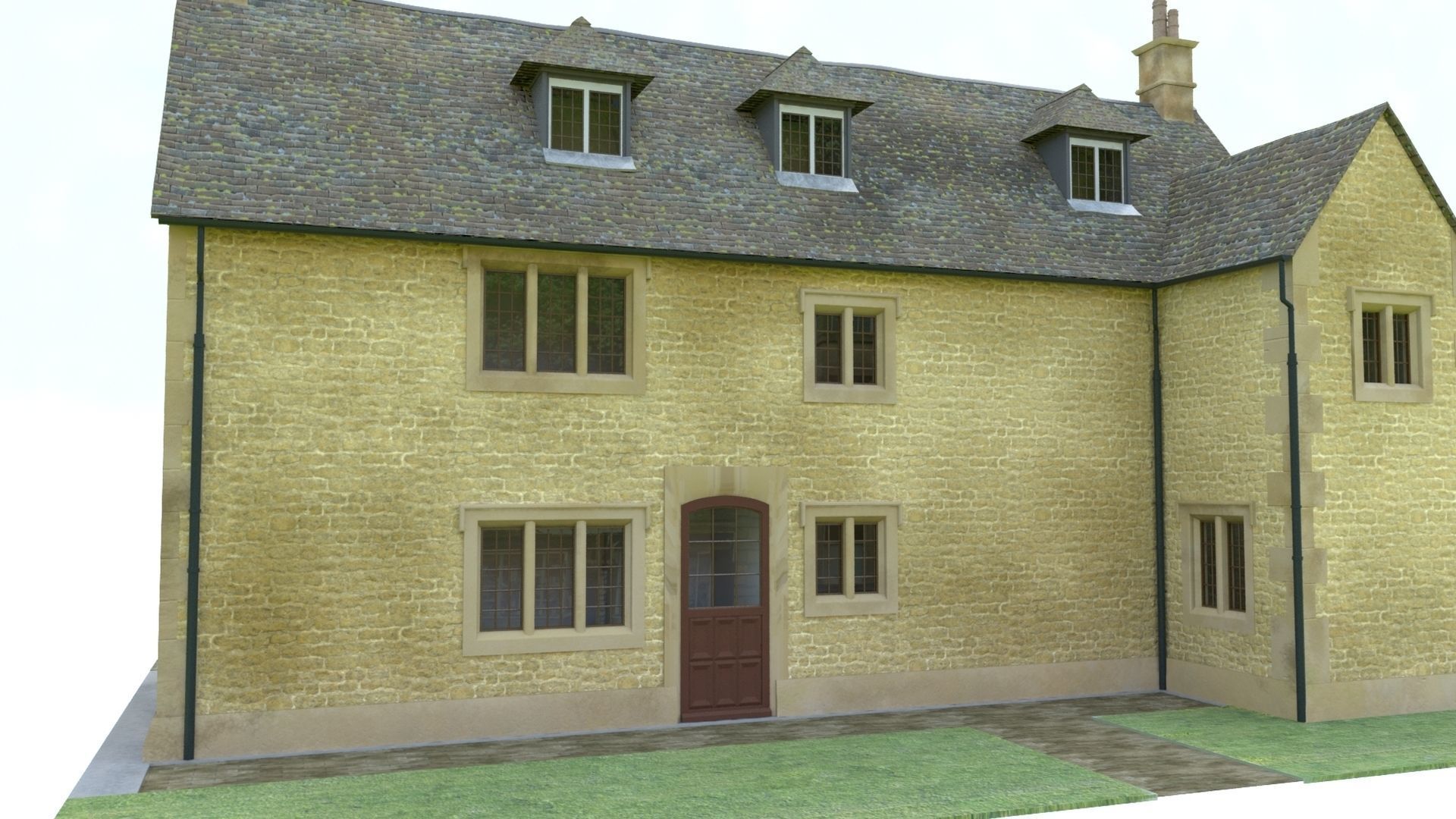 An English Georgian House Cottage 3D model_7