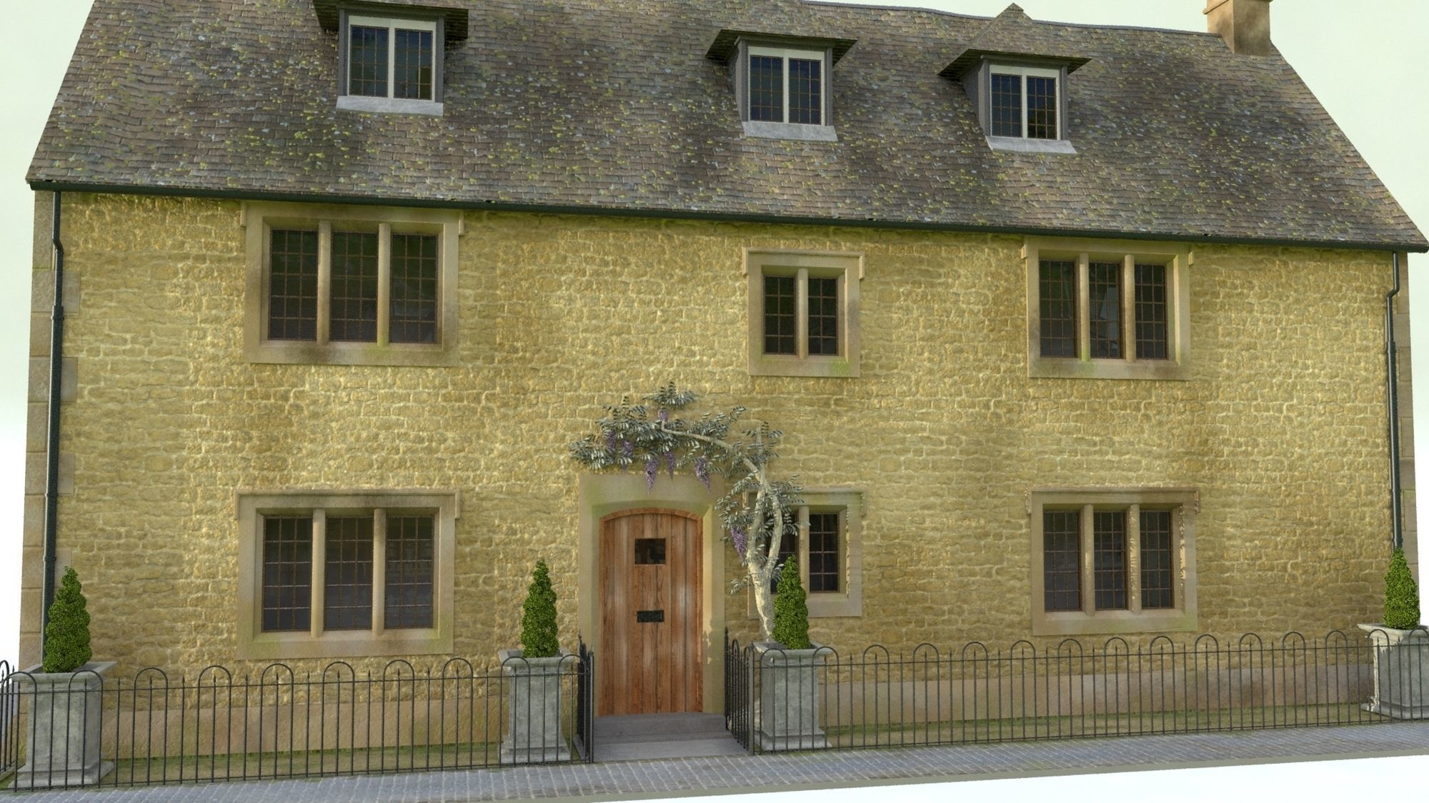 An English Georgian House Cottage 3D model_6