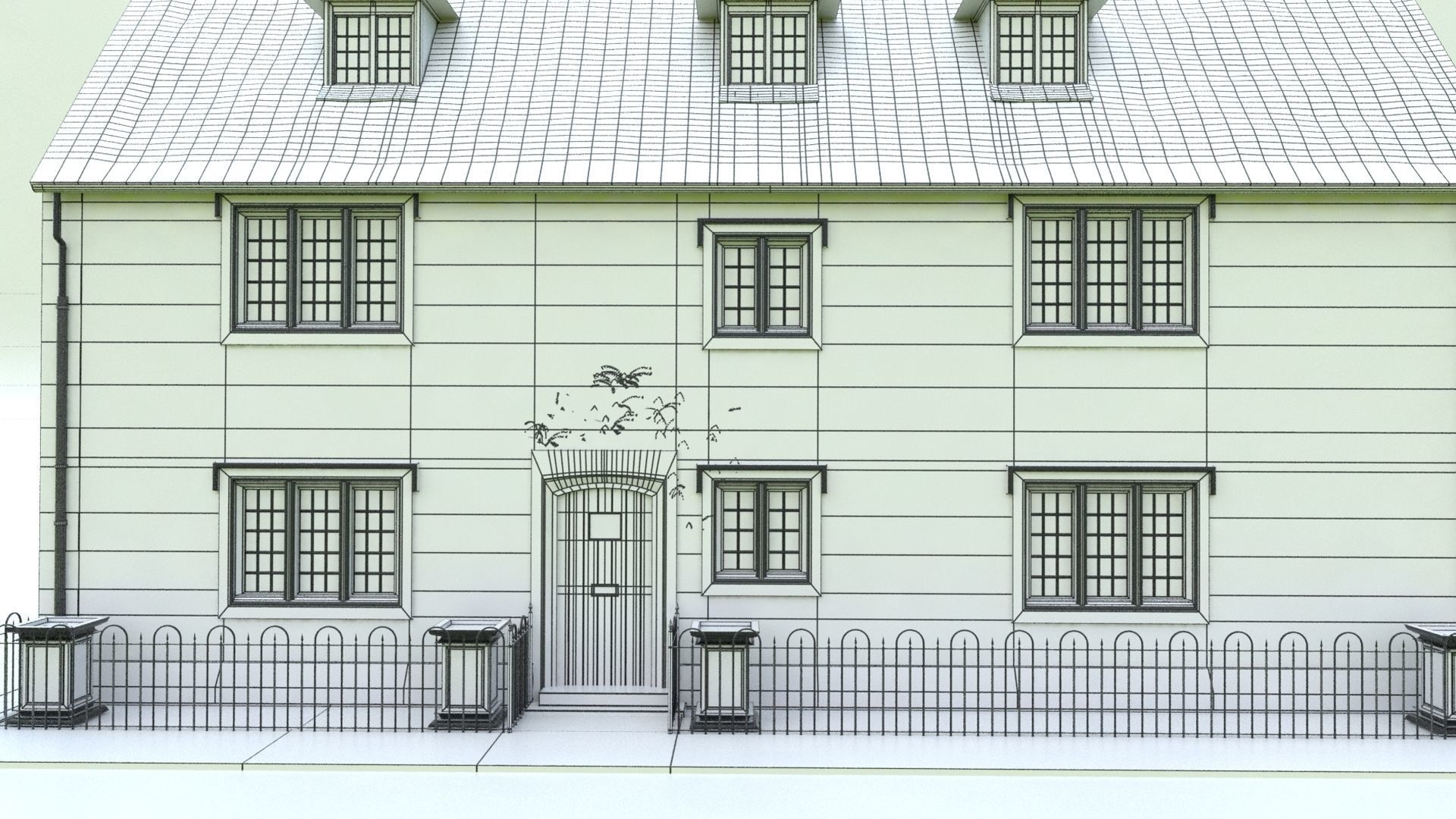 An English Georgian House Cottage 3D model_10