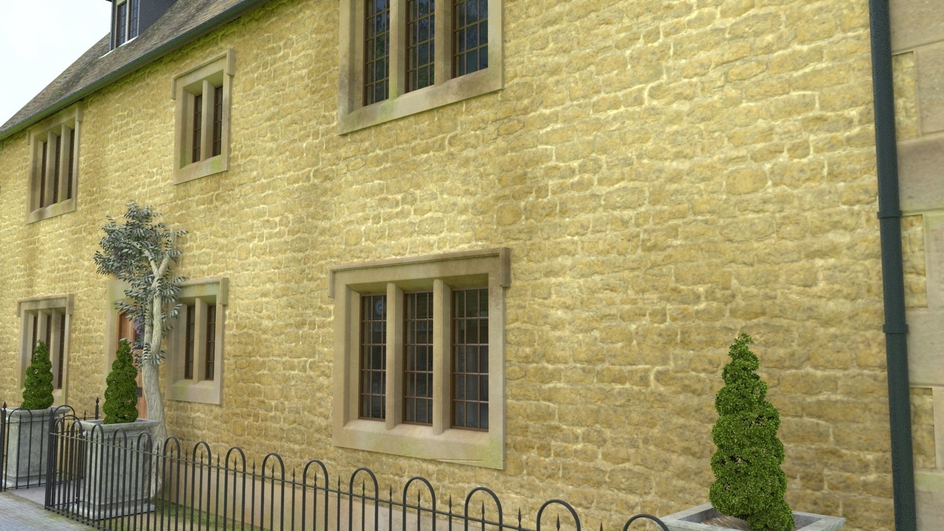 An English Georgian House Cottage 3D model_3