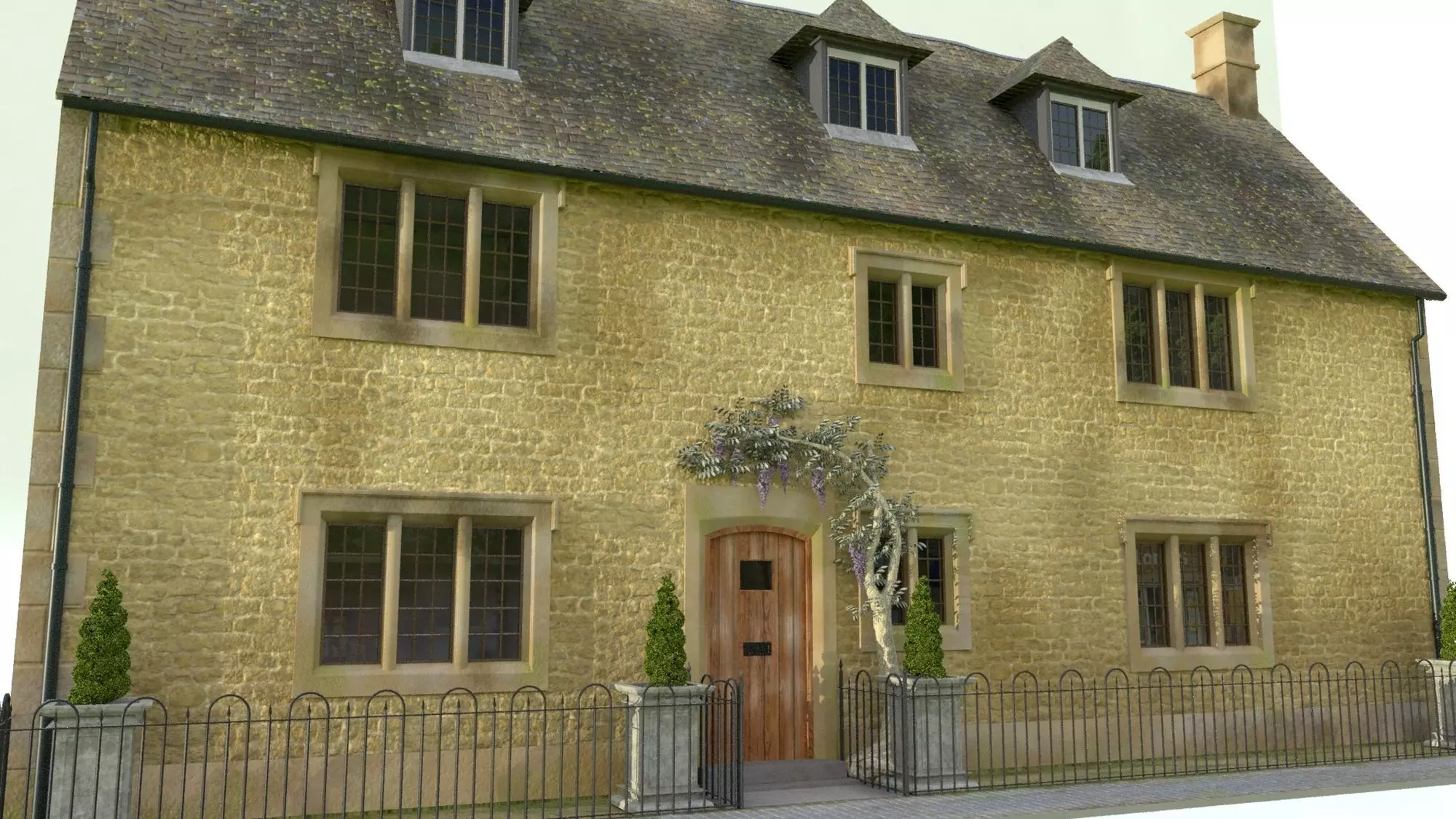 An English Georgian House Cottage 3D model_0