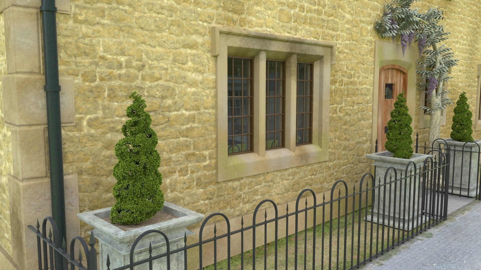 An English Georgian House Cottage 3D model_4