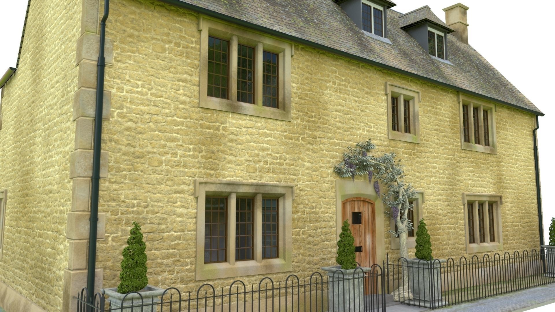 An English Georgian House Cottage 3D model_9