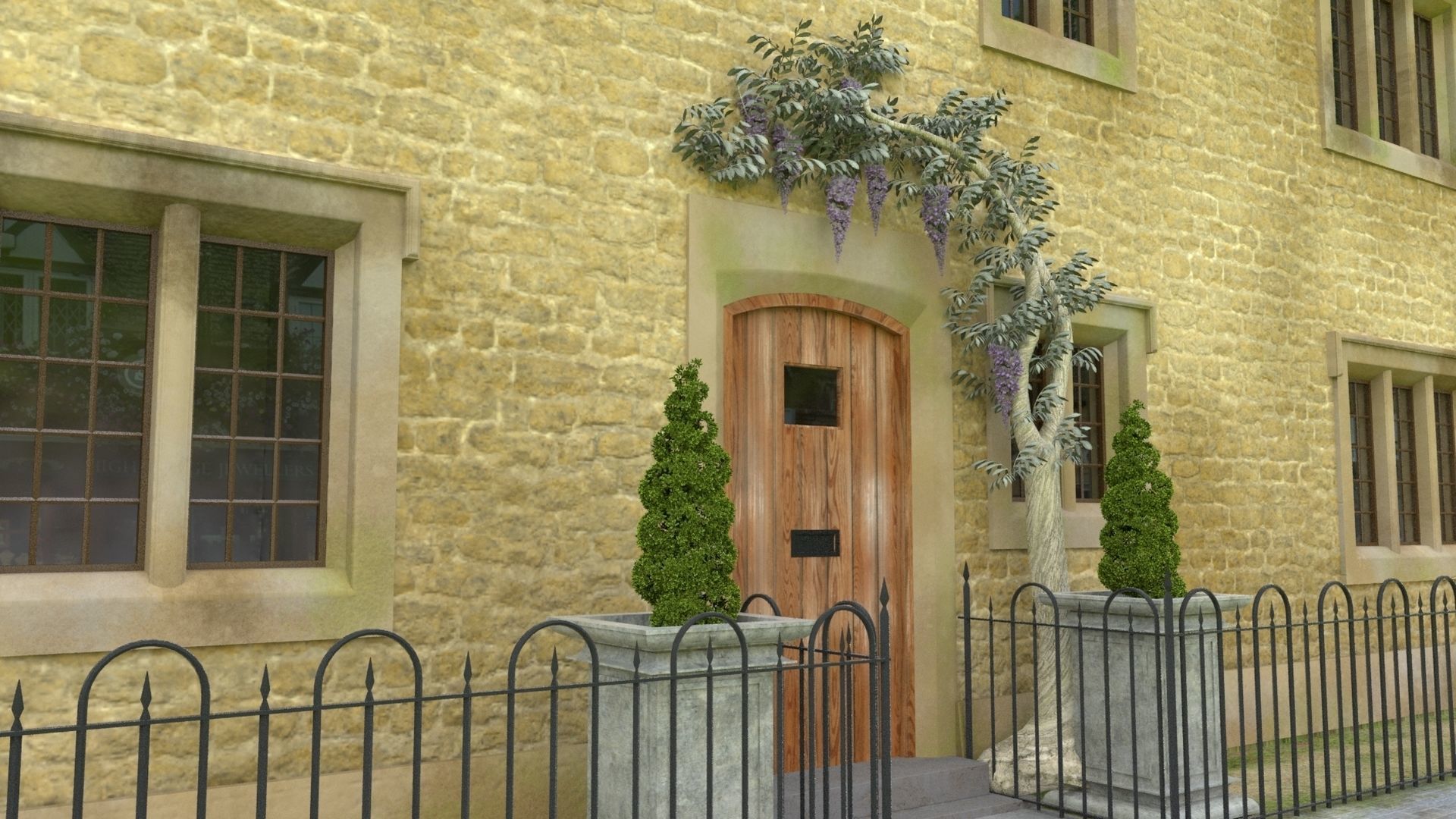 An English Georgian House Cottage 3D model_2