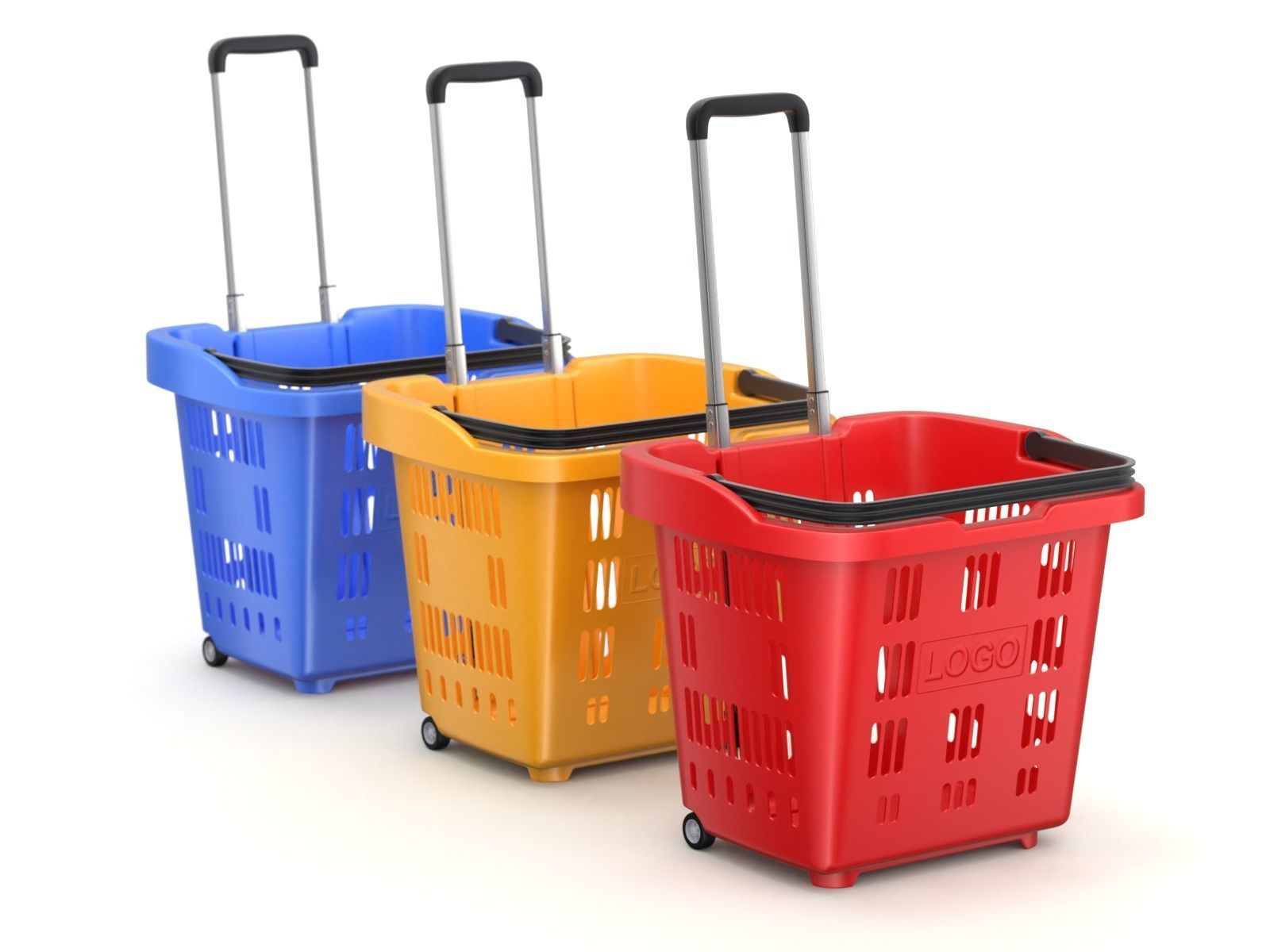 Rolling Shopping Basket 3D model_3