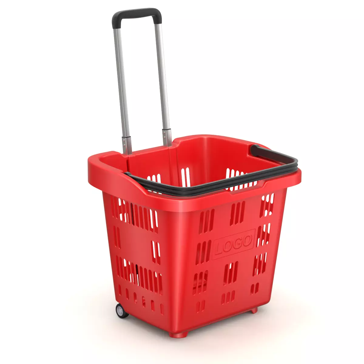 Rolling Shopping Basket 3D model_0