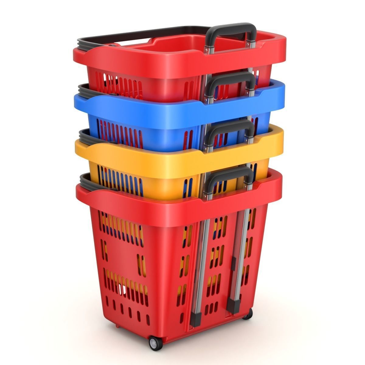 Rolling Shopping Basket 3D model_11