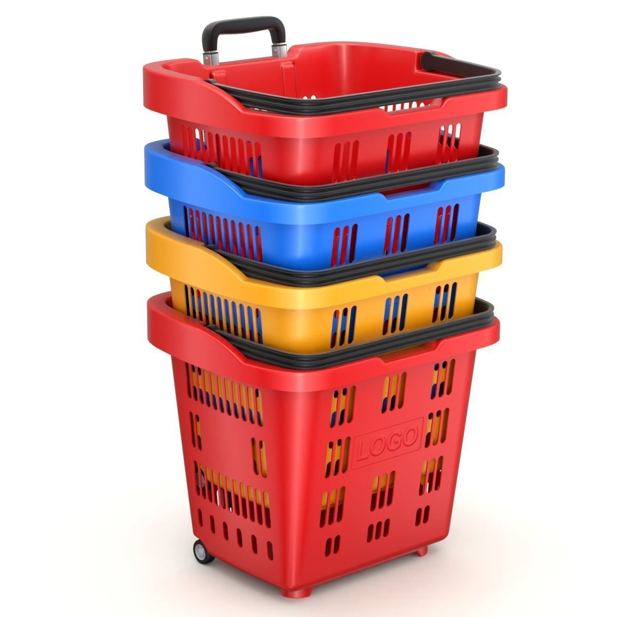 Rolling Shopping Basket 3D model_10