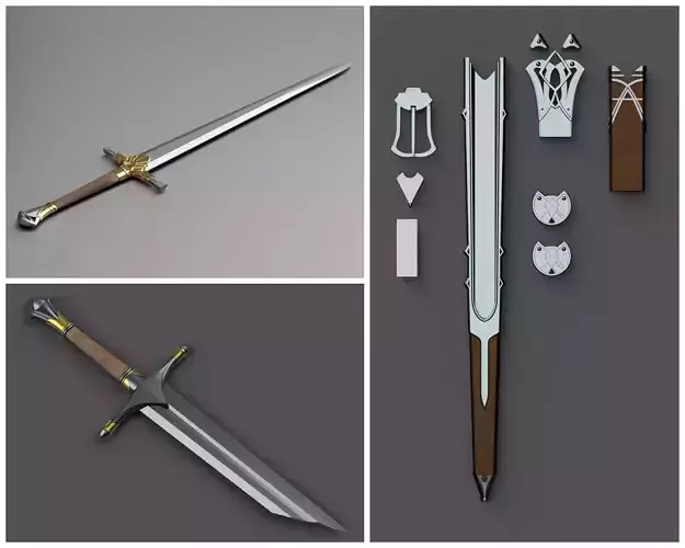 Shadow of Mordor Swords and Scabbards 3D printable 3D Model Collection