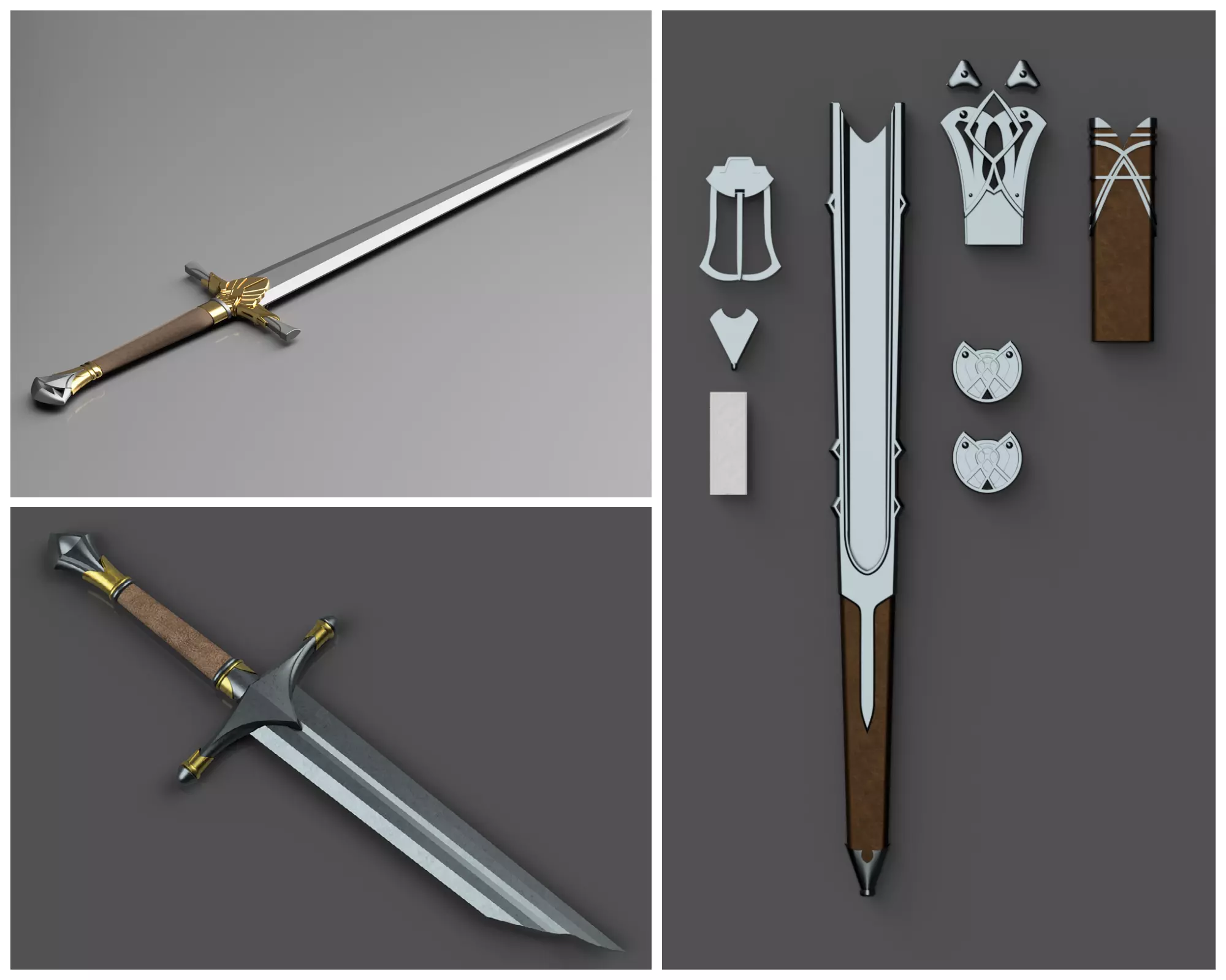 Shadow of Mordor Swords and Scabbards 3D printable 3D Model Collection_0