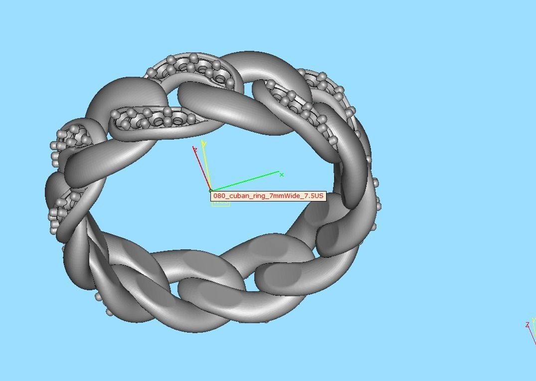 DIAMOND Cuban Link Heavy Chain Ring 7mm Wide 8US Size 3dmodel 3D print model_31