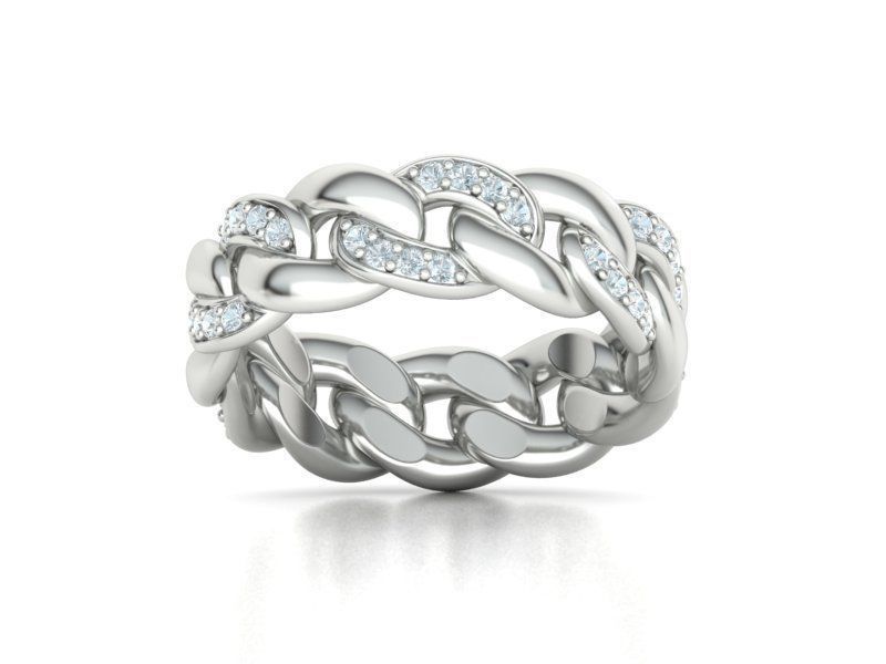 DIAMOND Cuban Link Heavy Chain Ring 7mm Wide 8US Size 3dmodel 3D print model_18