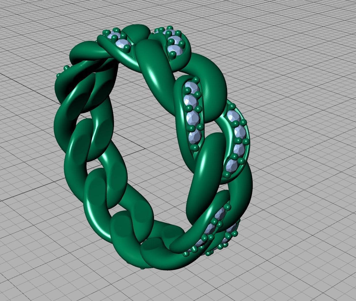 DIAMOND Cuban Link Heavy Chain Ring 7mm Wide 8US Size 3dmodel 3D print model_26