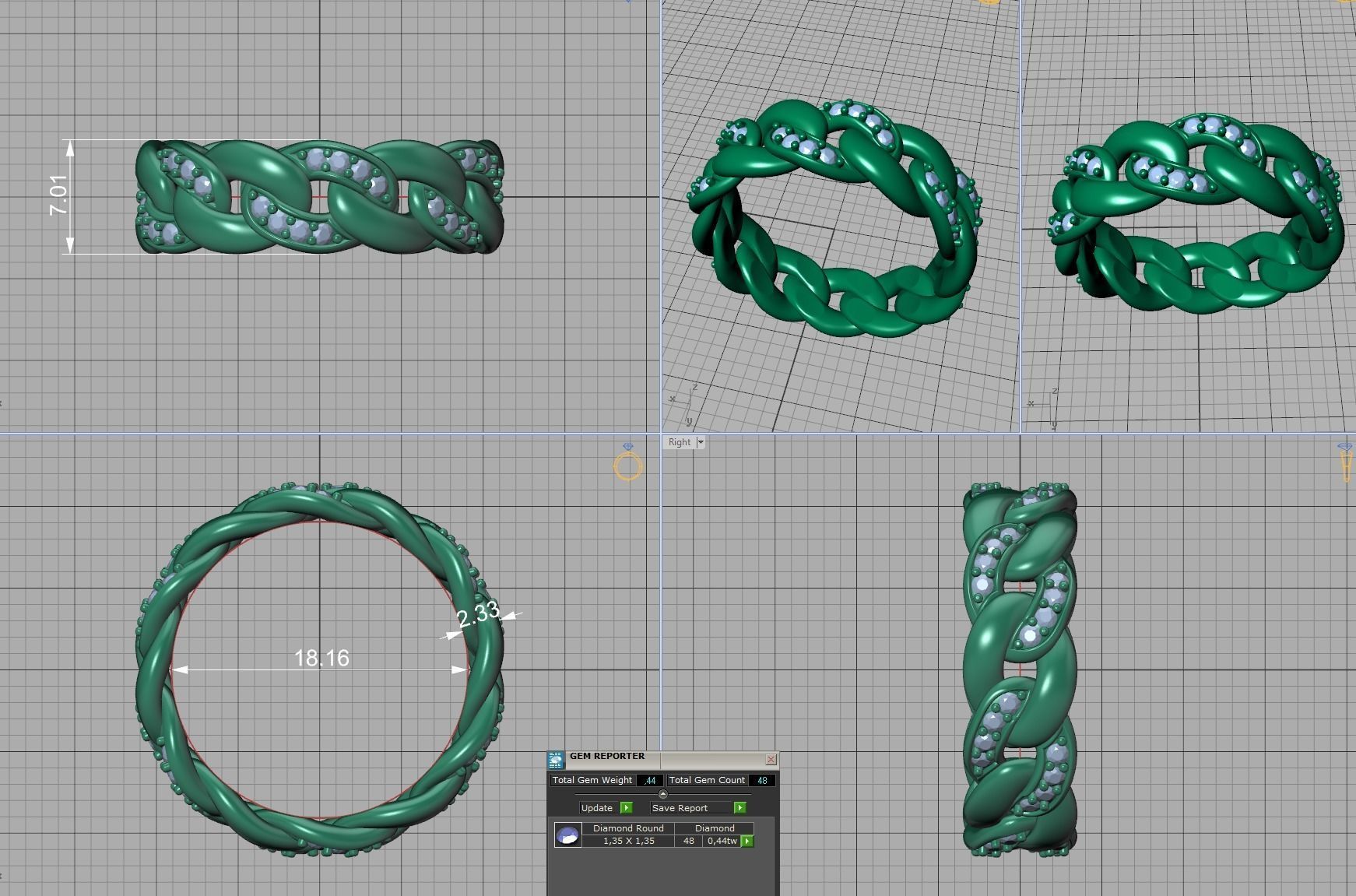 DIAMOND Cuban Link Heavy Chain Ring 7mm Wide 8US Size 3dmodel 3D print model_9