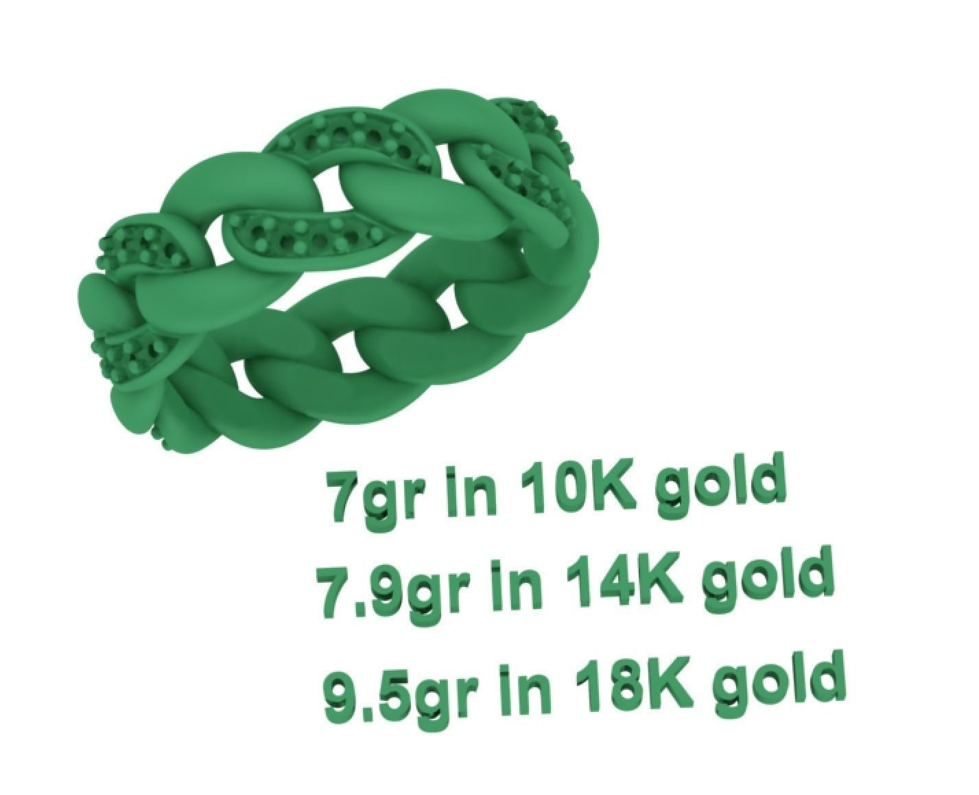 DIAMOND Cuban Link Heavy Chain Ring 7mm Wide 8US Size 3dmodel 3D print model_11