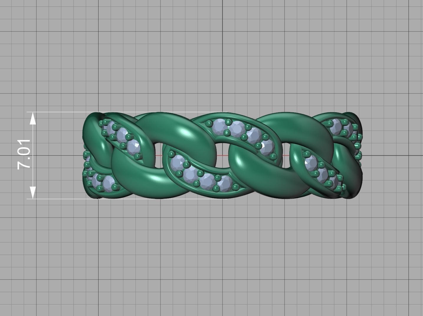 DIAMOND Cuban Link Heavy Chain Ring 7mm Wide 8US Size 3dmodel 3D print model_10