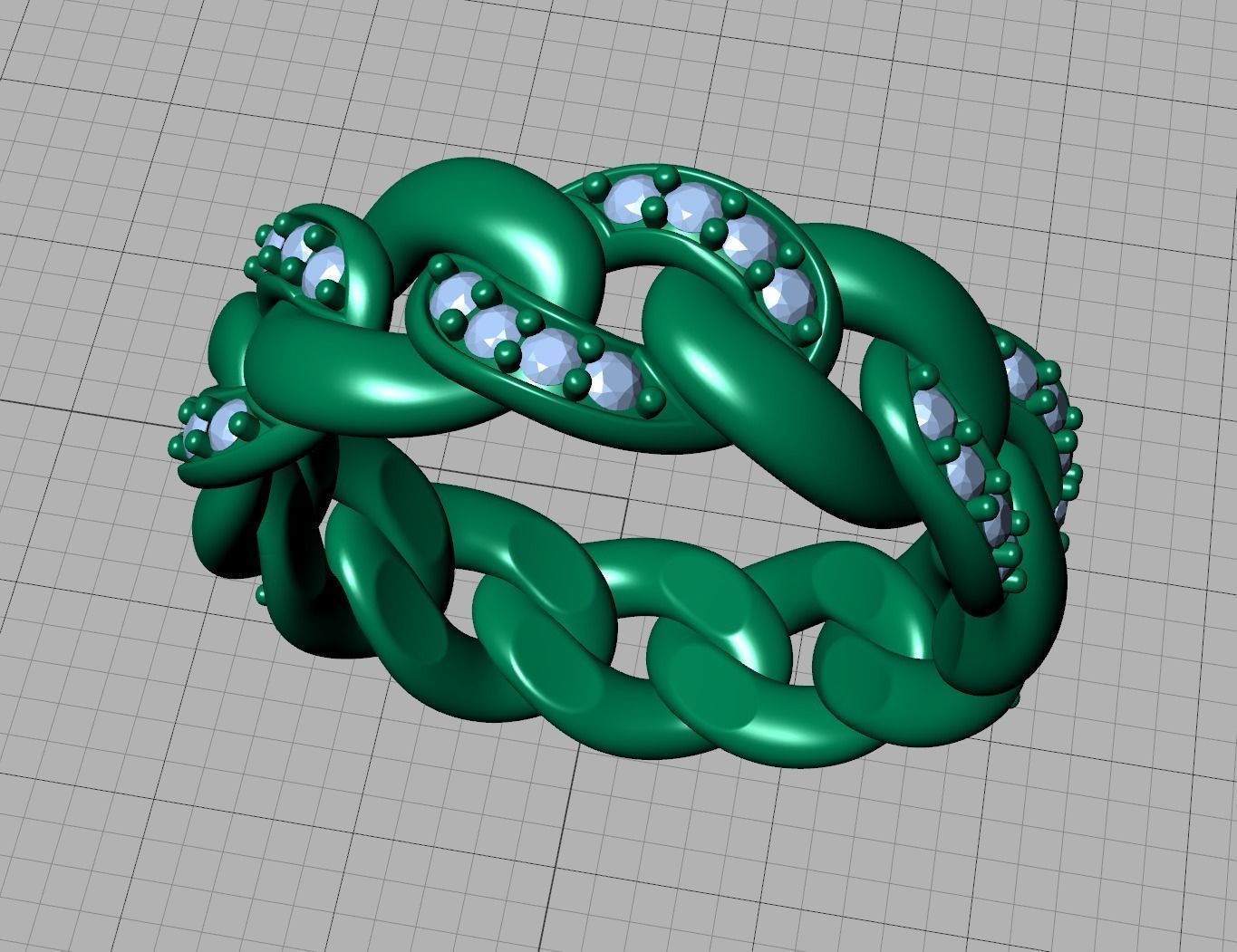 DIAMOND Cuban Link Heavy Chain Ring 7mm Wide 8US Size 3dmodel 3D print model_25