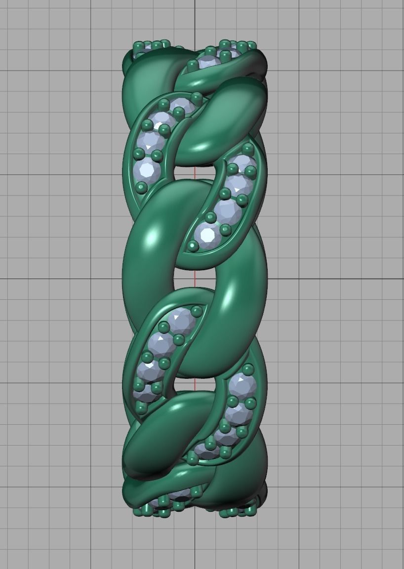 DIAMOND Cuban Link Heavy Chain Ring 7mm Wide 8US Size 3dmodel 3D print model_24