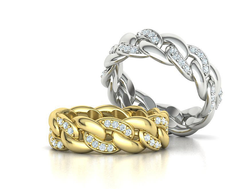 DIAMOND Cuban Link Heavy Chain Ring 7mm Wide 8US Size 3dmodel 3D print model_2