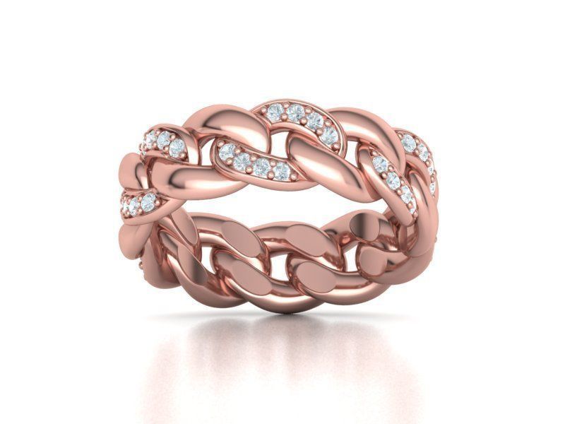 DIAMOND Cuban Link Heavy Chain Ring 7mm Wide 8US Size 3dmodel 3D print model_17