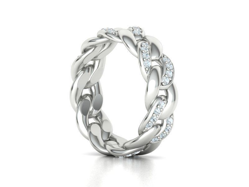 DIAMOND Cuban Link Heavy Chain Ring 7mm Wide 8US Size 3dmodel 3D print model_7
