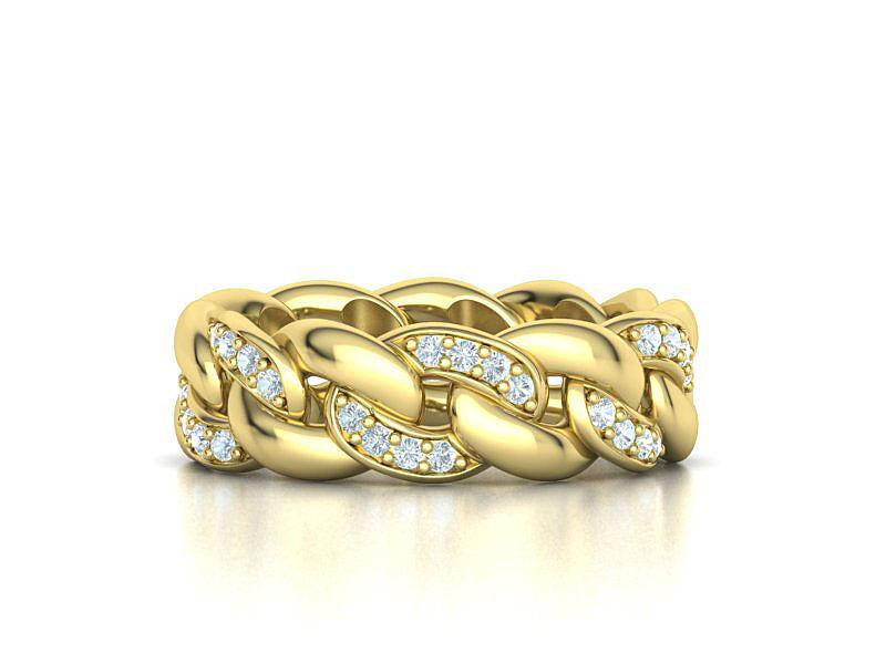 DIAMOND Cuban Link Heavy Chain Ring 7mm Wide 8US Size 3dmodel 3D print model_5