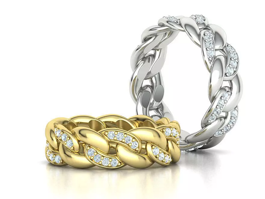 DIAMOND Cuban Link Heavy Chain Ring 7mm Wide 8US Size 3dmodel 3D print model_0