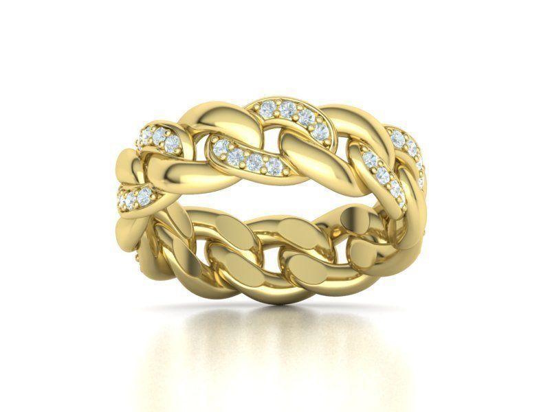 DIAMOND Cuban Link Heavy Chain Ring 7mm Wide 8US Size 3dmodel 3D print model_19