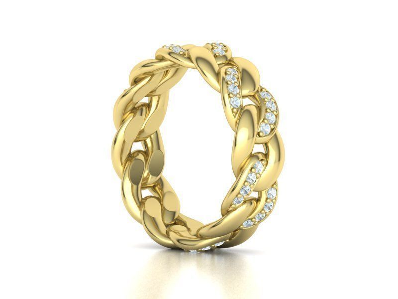 DIAMOND Cuban Link Heavy Chain Ring 7mm Wide 8US Size 3dmodel 3D print model_8