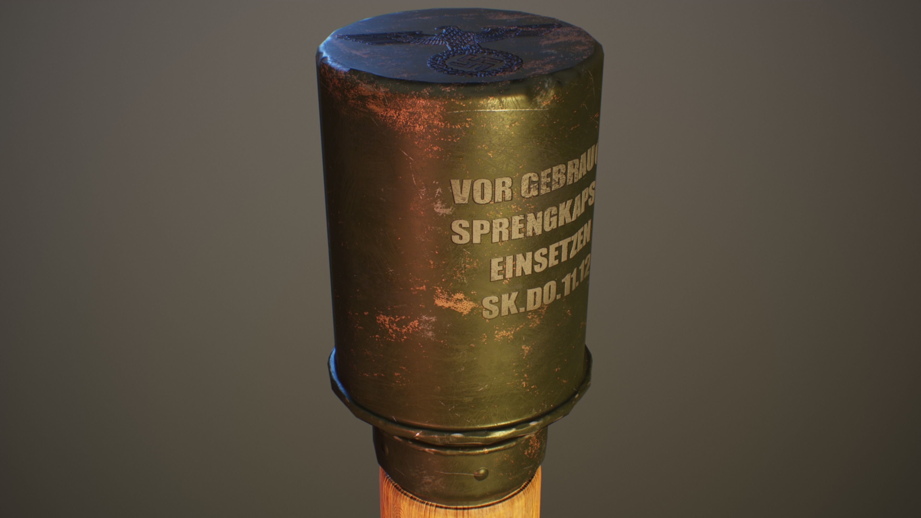 German M24 stick grenade Low-poly 3D model_2