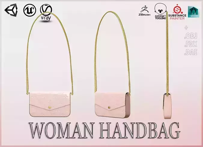 Woman Handbag Louis Vuitton Low-poly 3D model