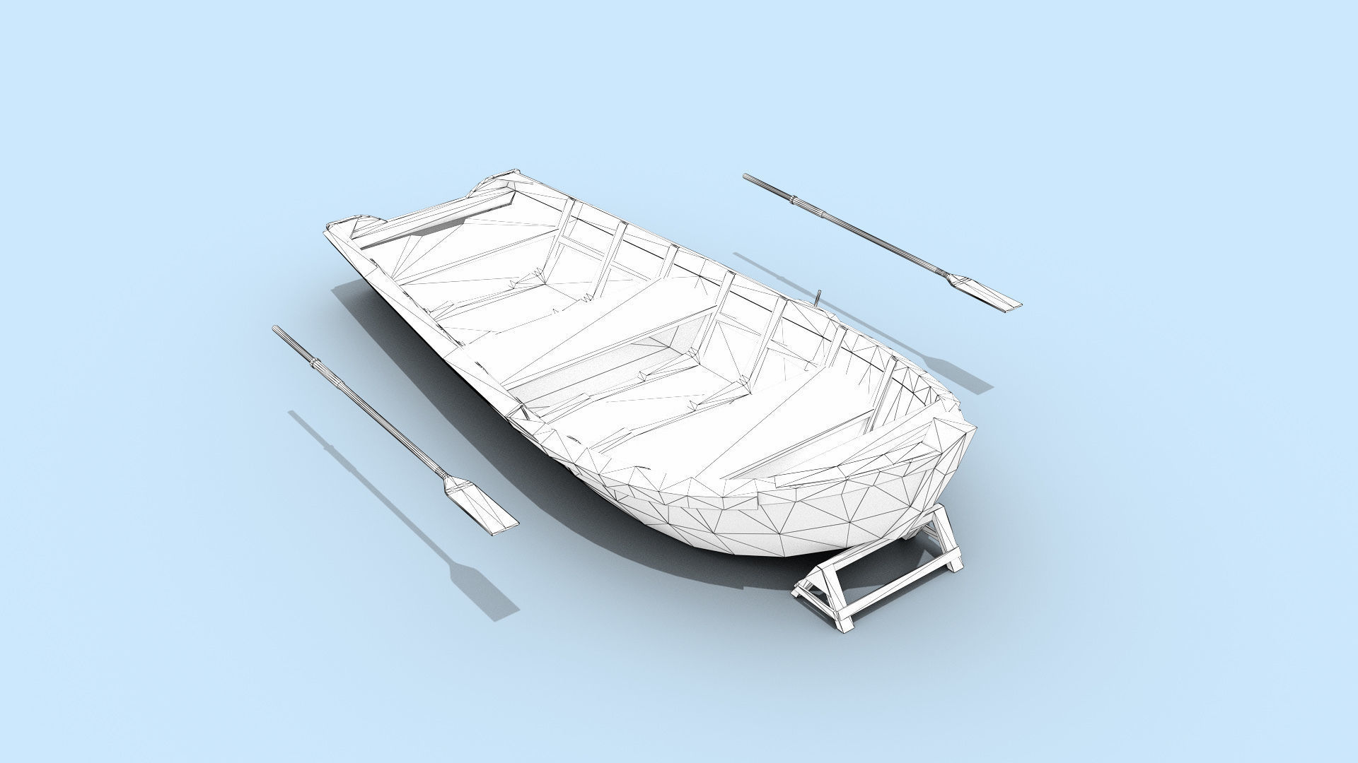 Painted Fishing Boat Low-poly 3D model_5