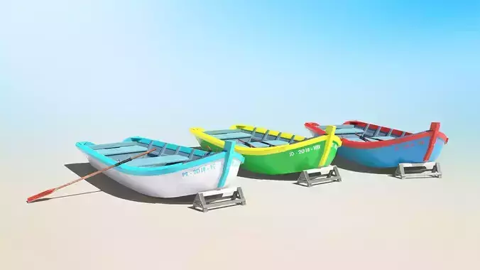 Painted Fishing Boat Low-poly 3D model