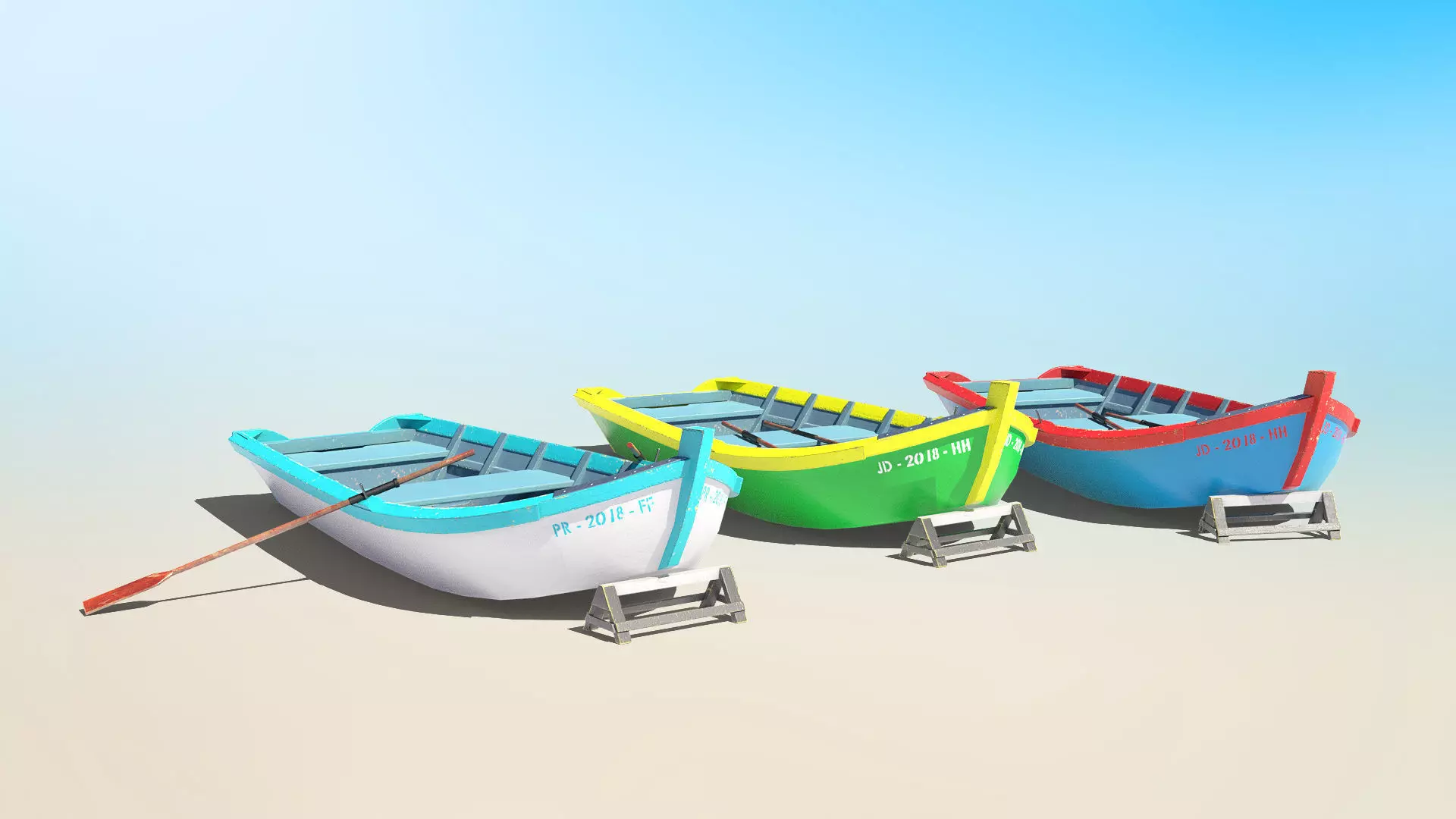Painted Fishing Boat Low-poly 3D model_0