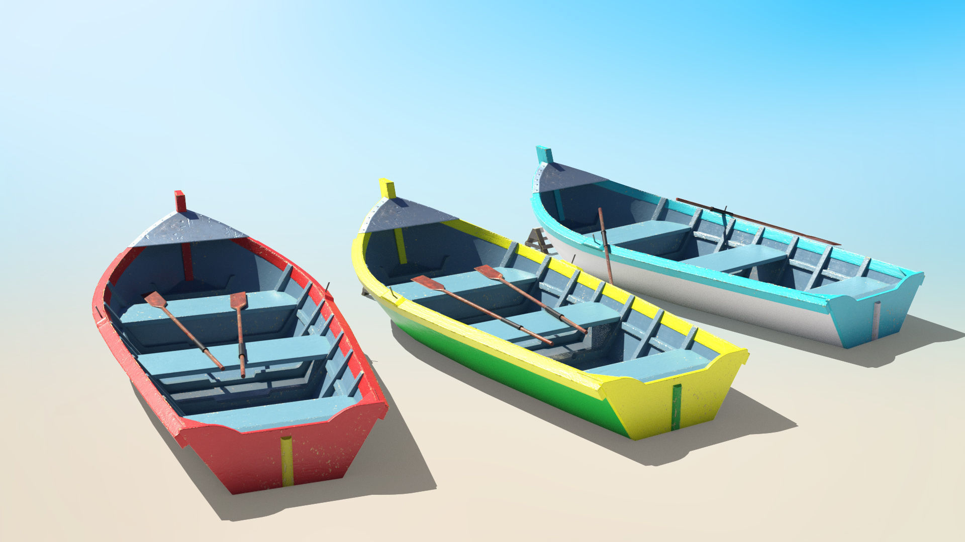 Painted Fishing Boat Low-poly 3D model_4