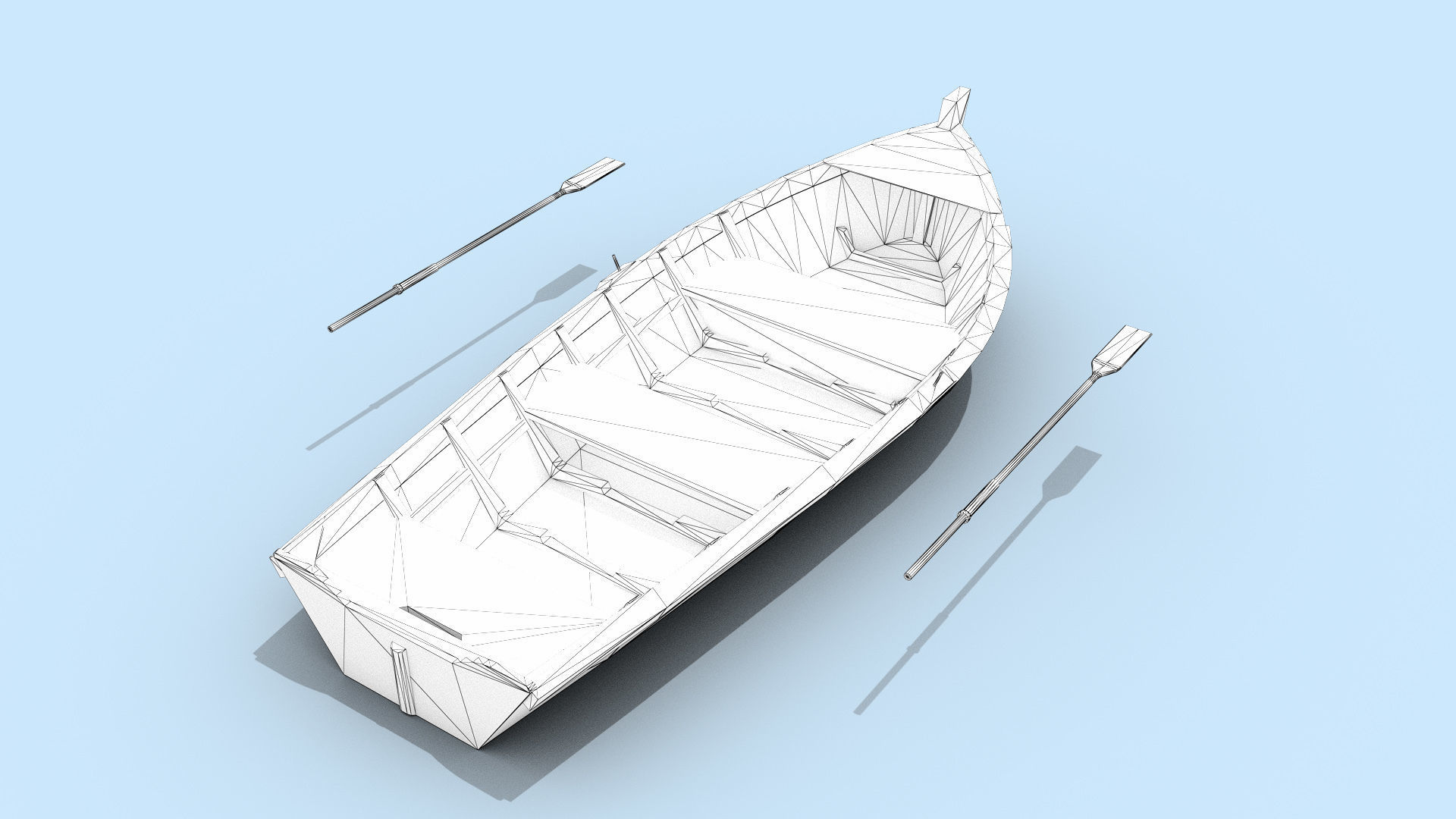 Painted Fishing Boat Low-poly 3D model_6