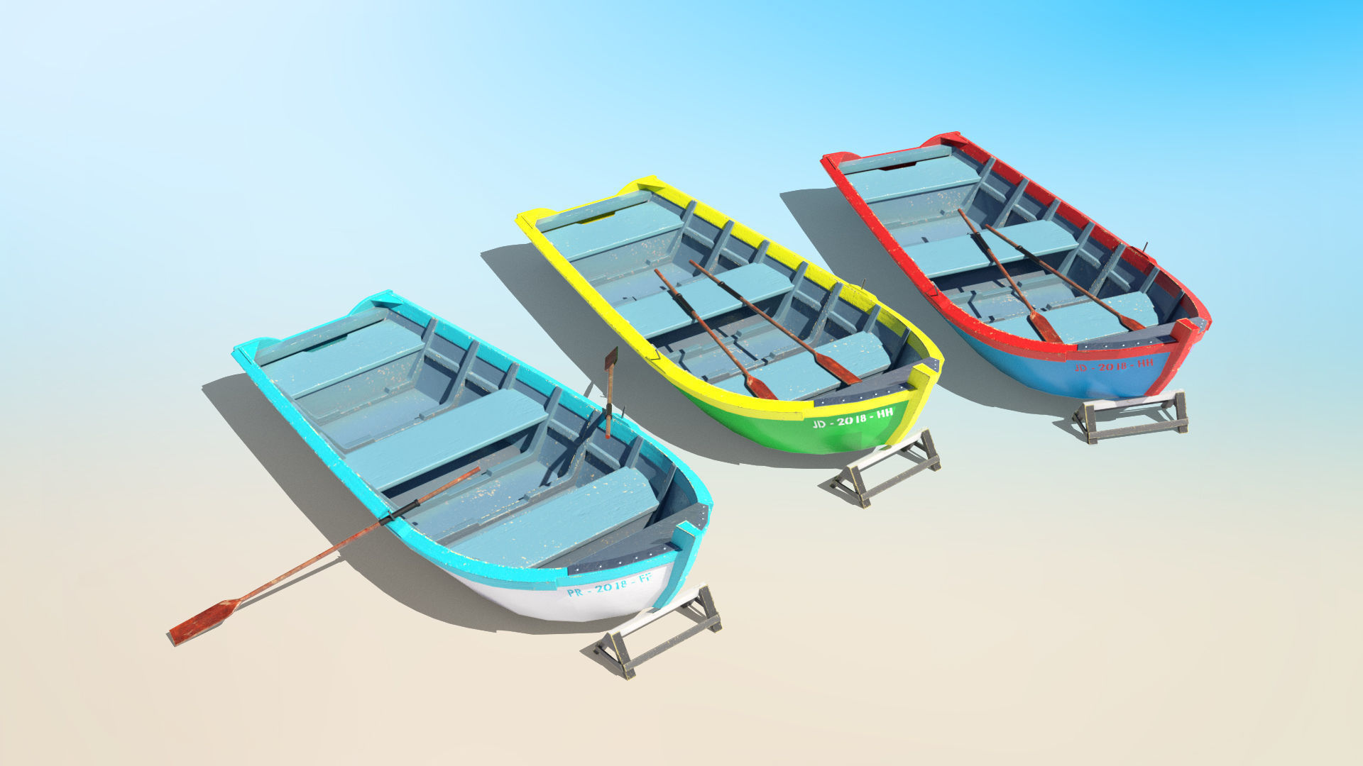 Painted Fishing Boat Low-poly 3D model_1