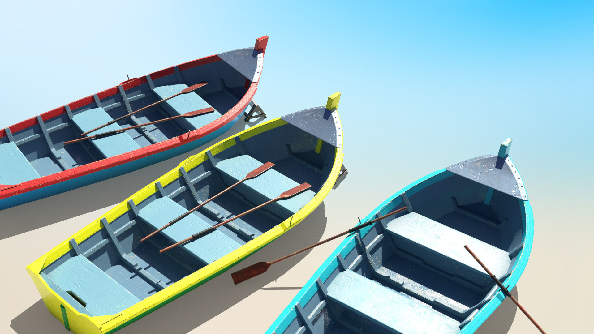 Painted Fishing Boat Low-poly 3D model_2