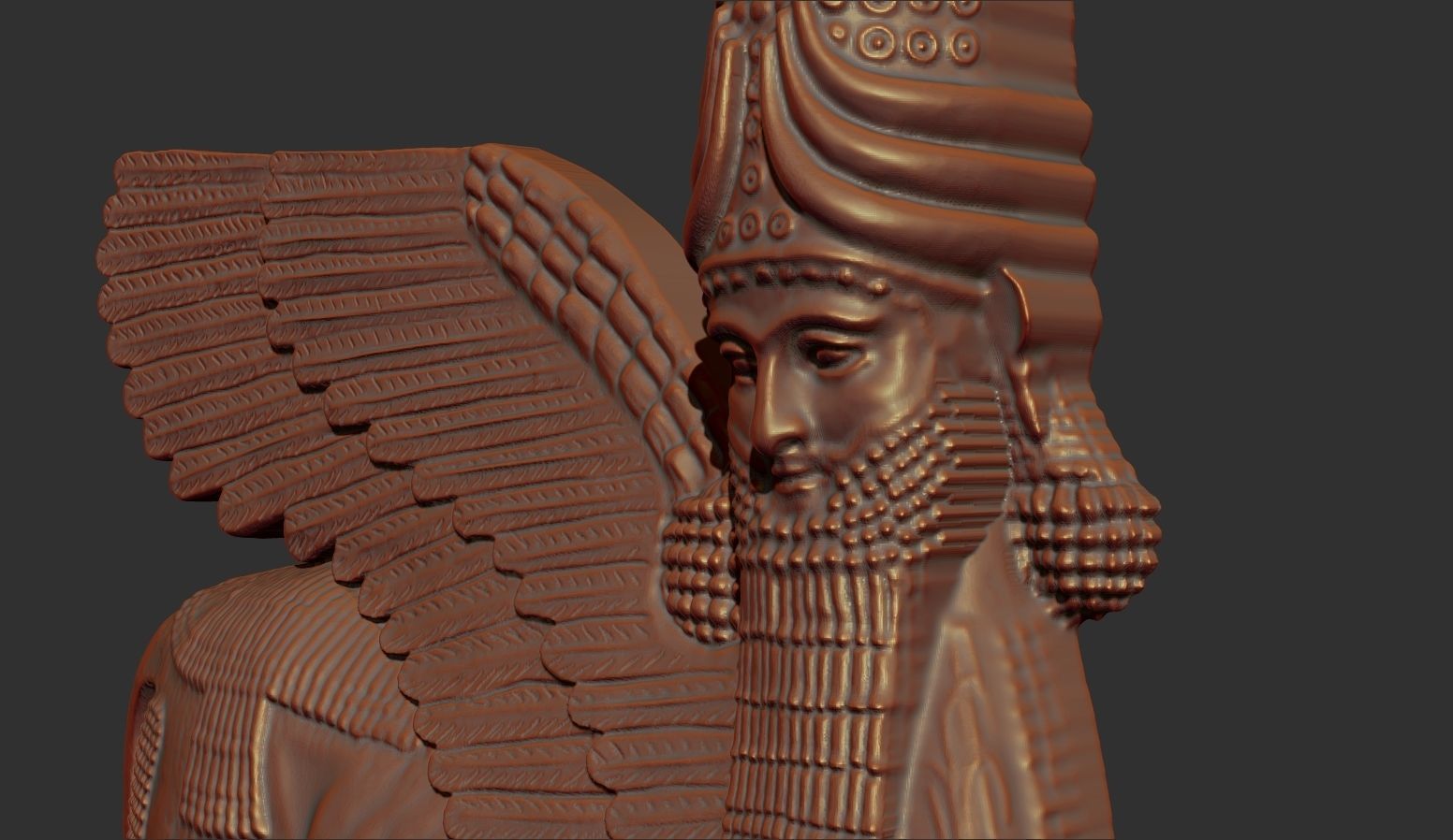 Assyrian Human headed winged bull bas relief 3D print model_5