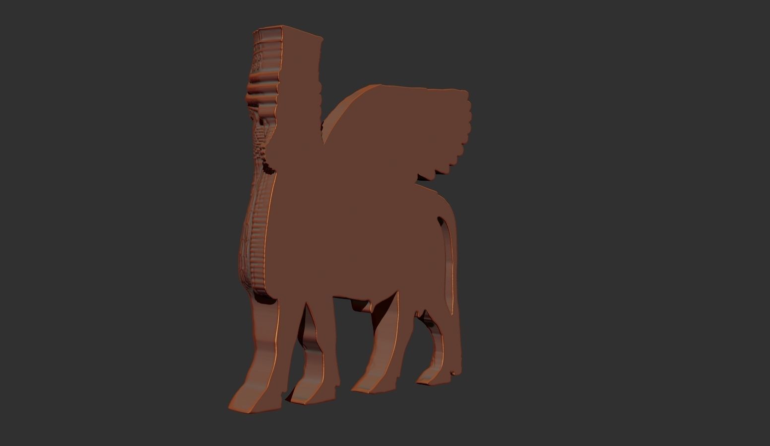 Assyrian Human headed winged bull bas relief 3D print model_6