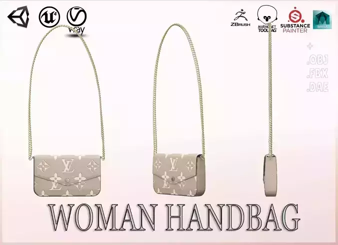 Woman Handbag Louis Vuitton Low-poly 3D model