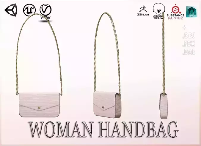 Woman Handbag Louis Vuitton Low-poly 3D model