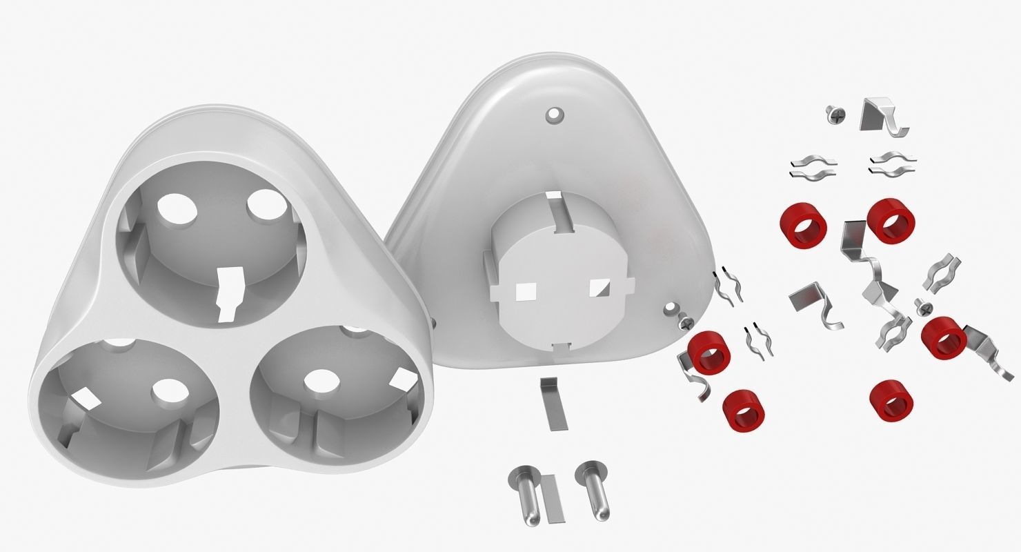 Triple Socket Low-poly 3D model_8
