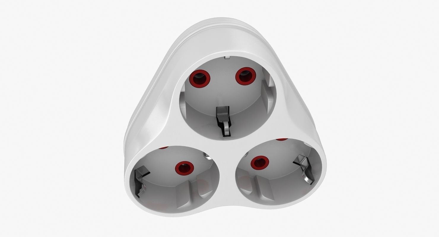 Triple Socket Low-poly 3D model_7