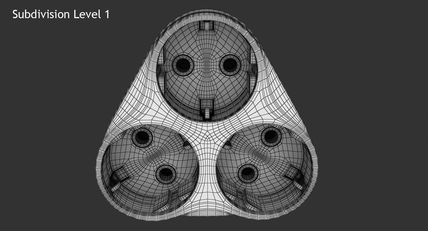 Triple Socket Low-poly 3D model_10