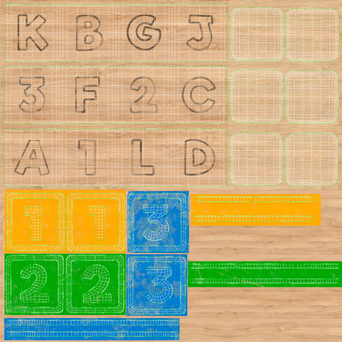 123 Blocks Low-poly 3D model_16