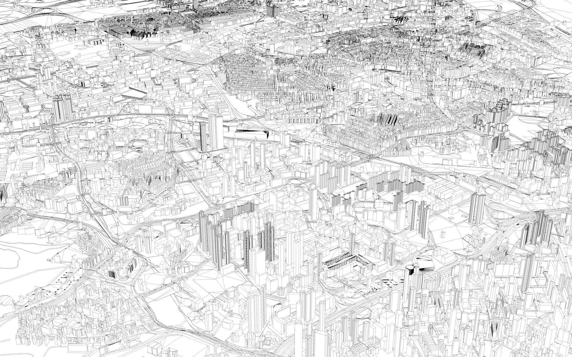 Singapore city with grass and trees Low-poly 3D model_7