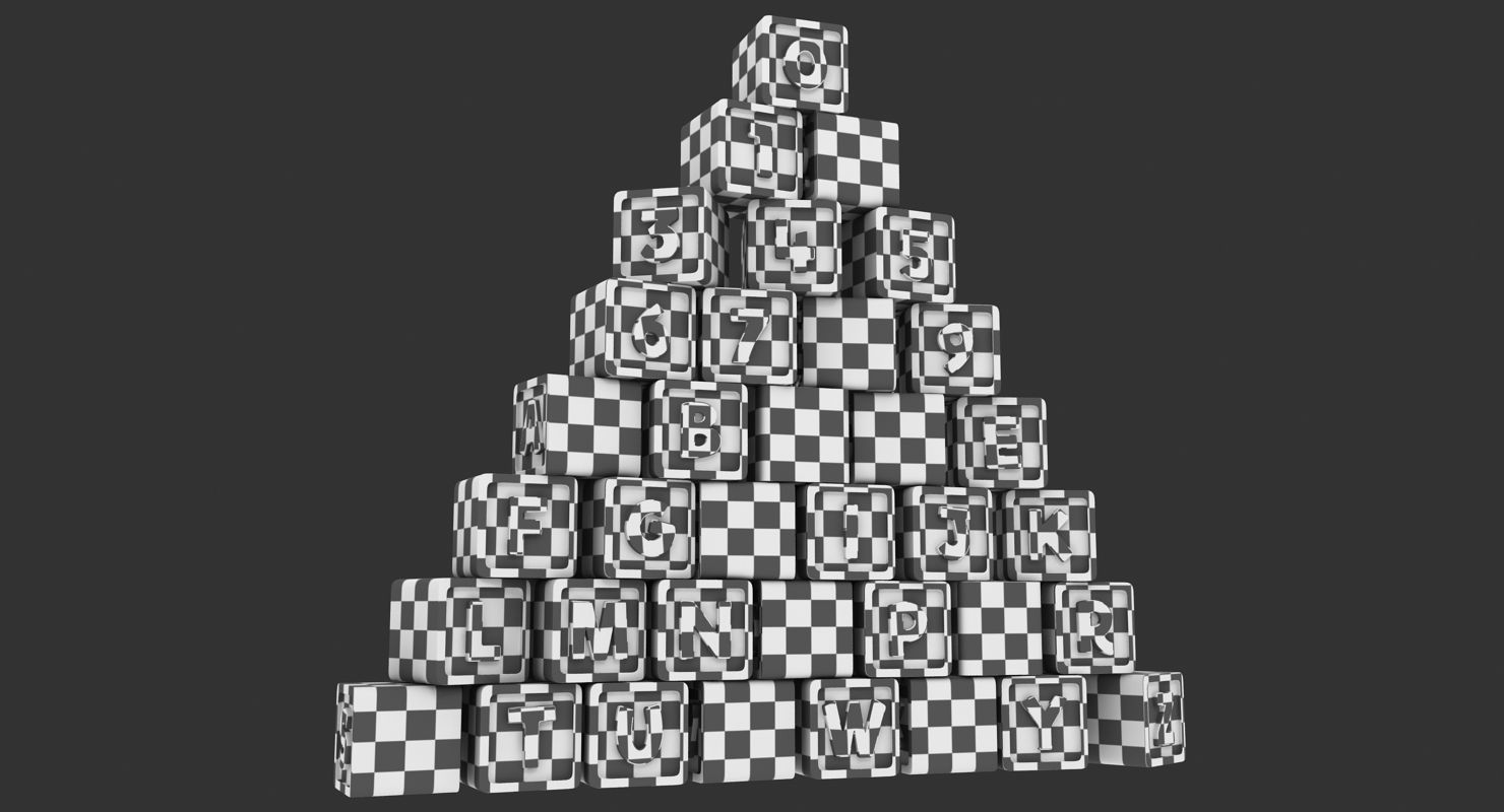 Alphabet Blocks Low-poly 3D model_15